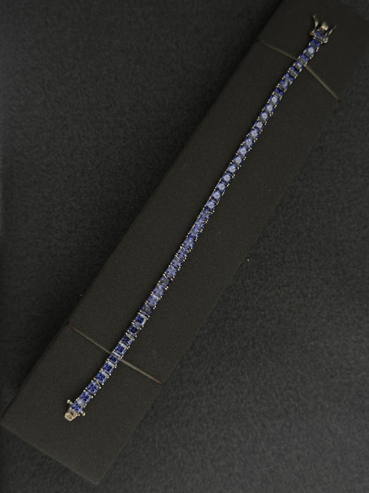 Dark Blue Square Tennis Bracelet: 8"