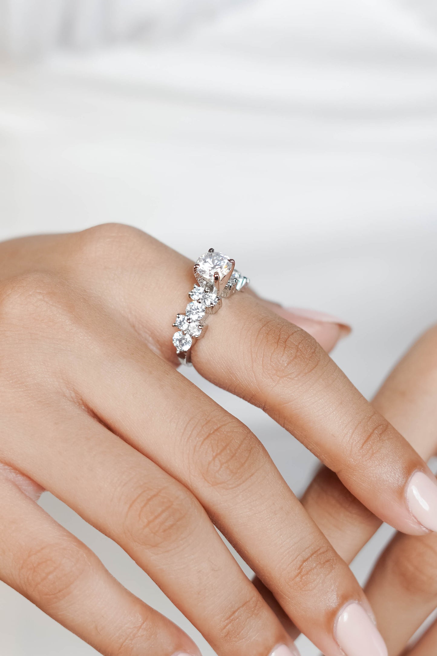 Solitaire with more diamonds Ring