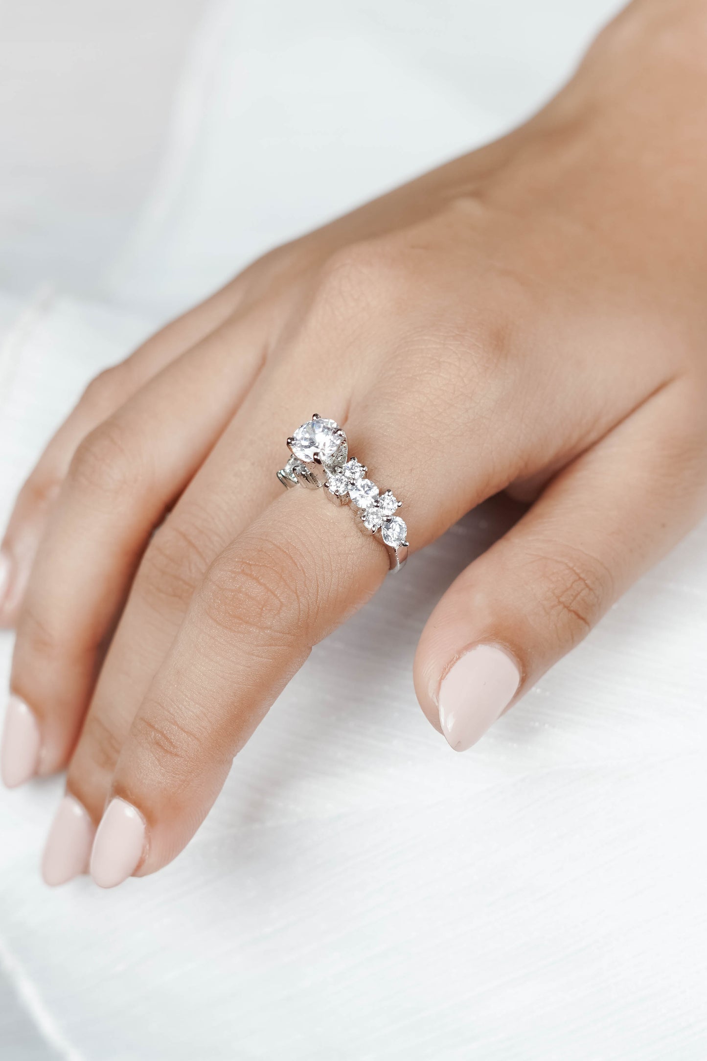 Solitaire with more diamonds Ring