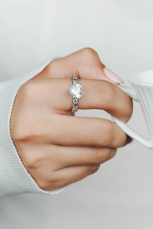 White Heart Cocktail Ring