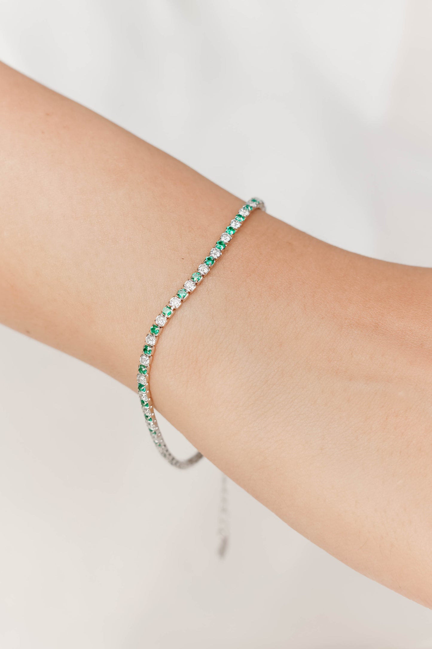 Green & Crystal Tennis Bracelet