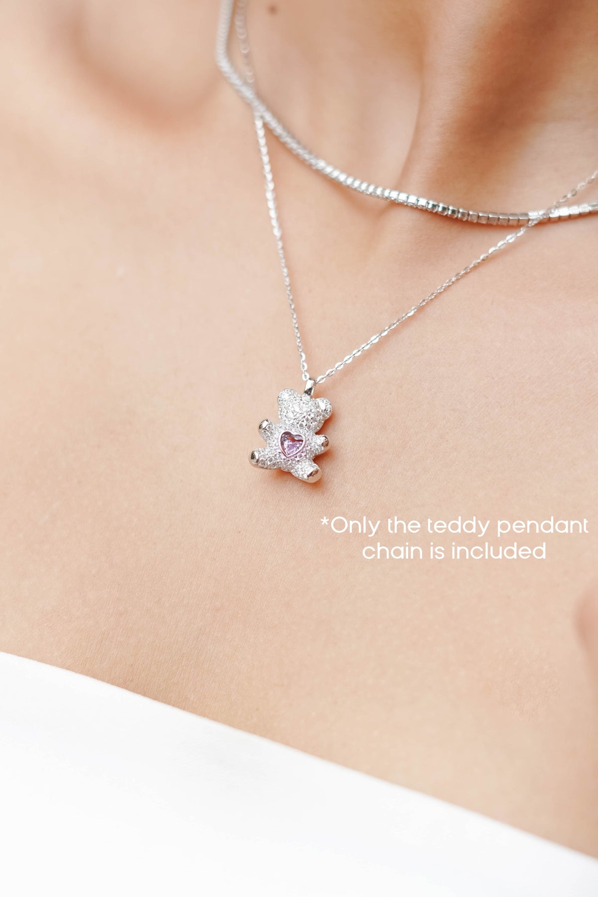 Teddy has a Heart Necklace