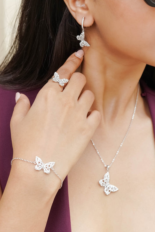 Butterfly Pendant Set with Bracelet and Ring